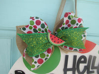 Thumbnail for 3D watermelon door hanger with bright, hand-painted finish, summer welcome sign for front doors.