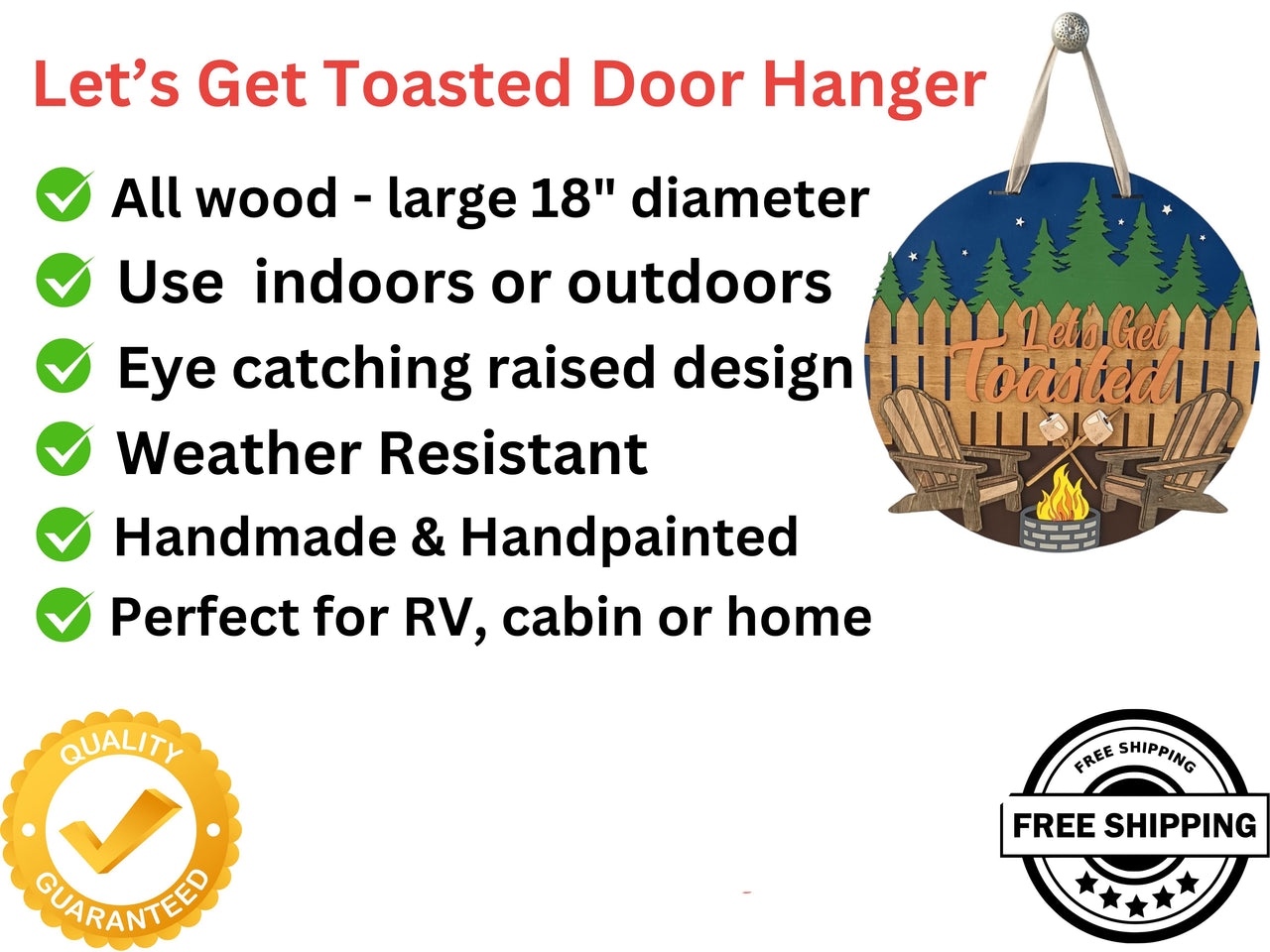 Camping door hanger infographic.