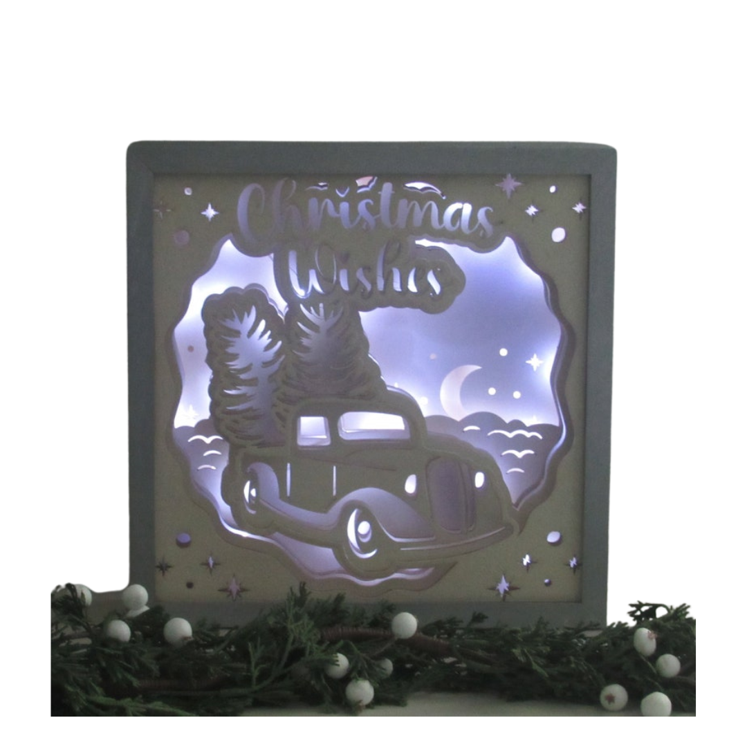 3D LED Christmas Shadow Box – Soft Light Holiday Decor for Table, Mantle, or Fireplace