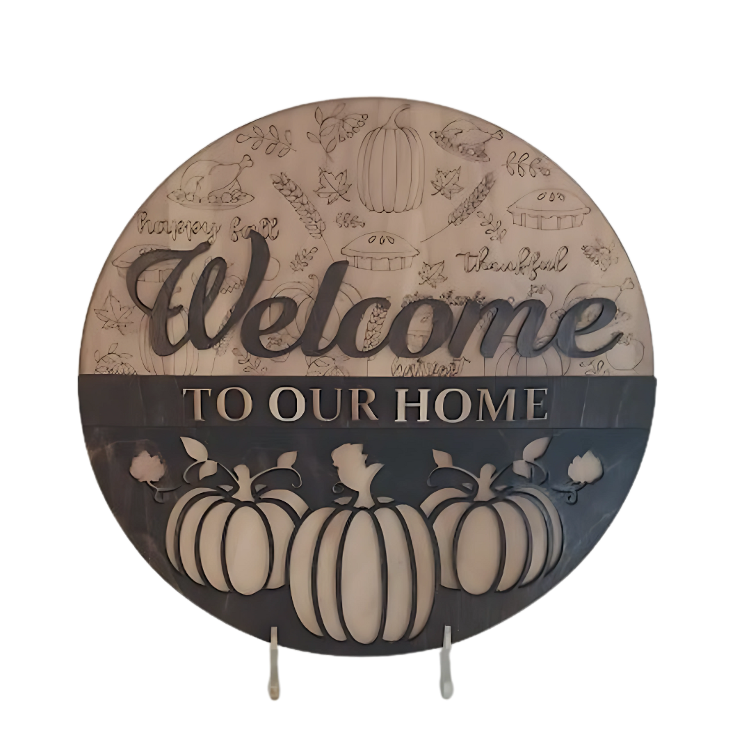 Welcome To Our Home - 11.75" Thanksgiving Fall Decor Wall Art
