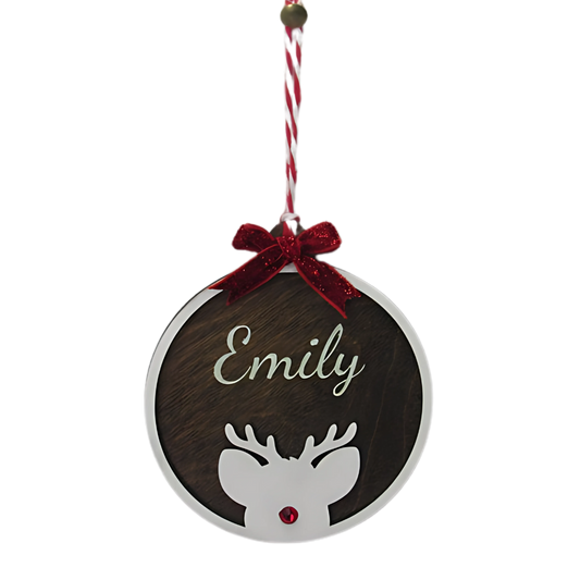 Personalized Christmas Ornament – Rudolph Reindeer, Custom Wreath & Stocking Decor