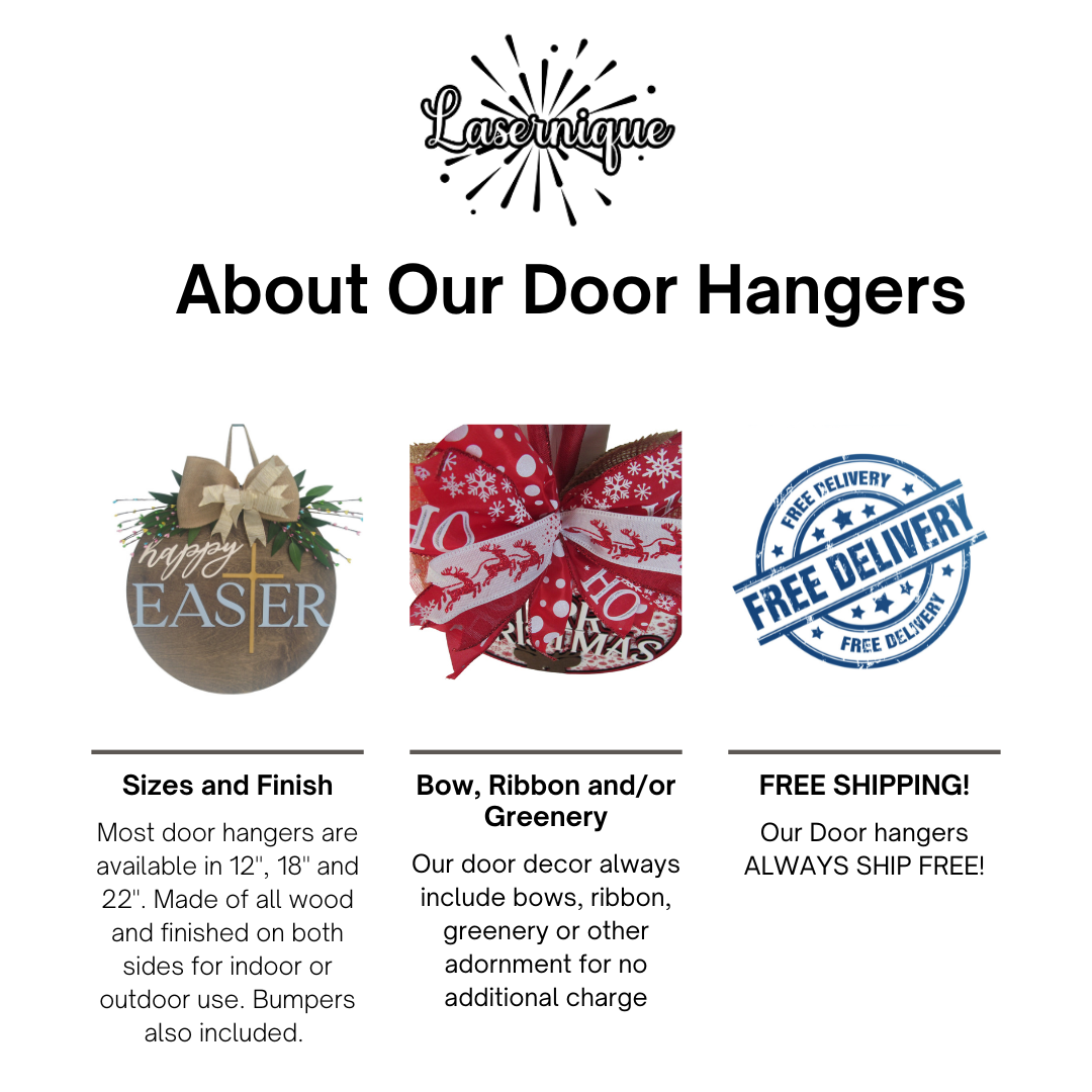 Infographic describing Lasernique door hanger features