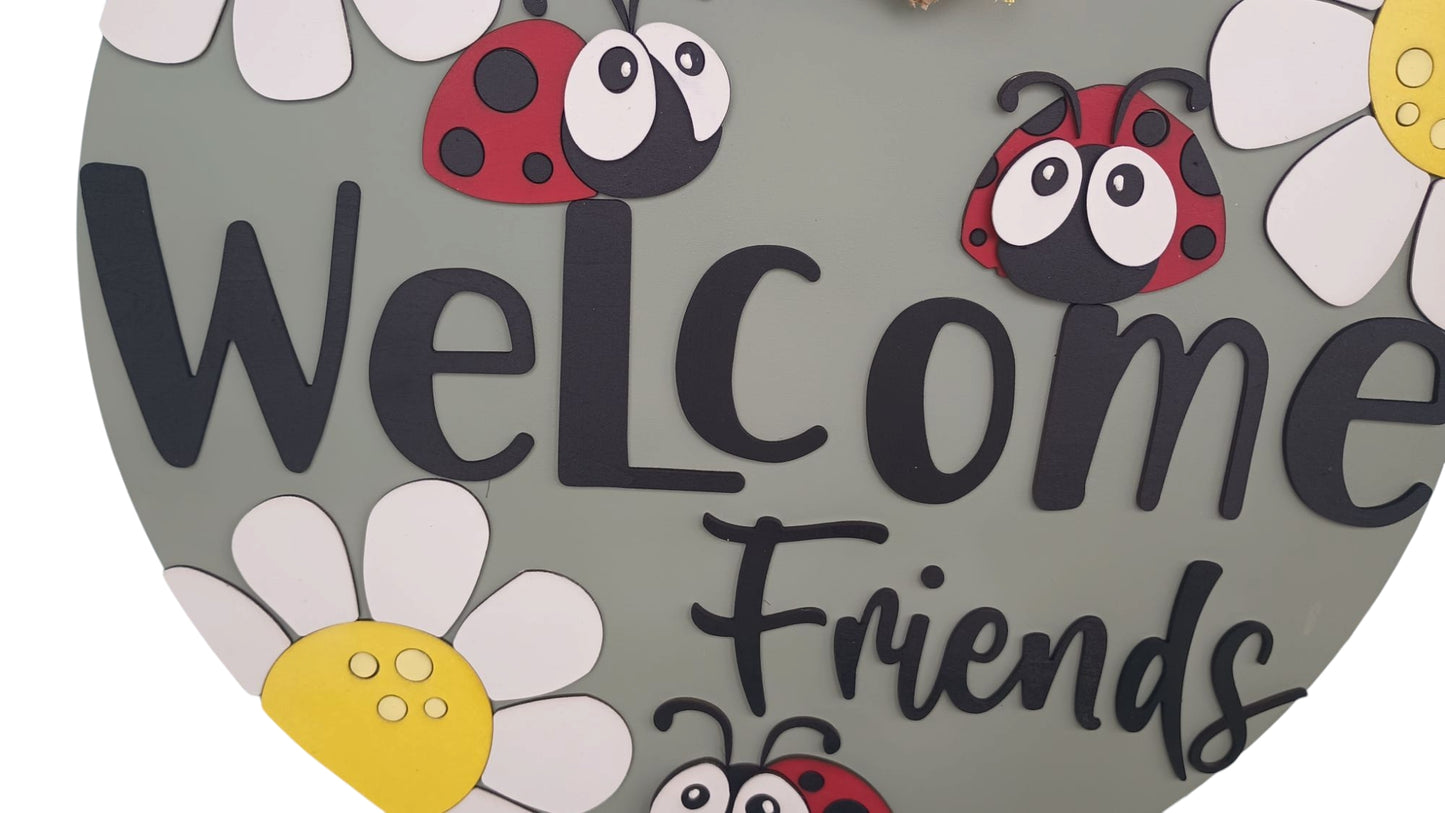 Cute ladybug porch sign with daisies and fun bow