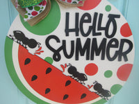 Thumbnail for Handmade wooden watermelon welcome sign with realistic 3D design, ideal for summer front door decor.