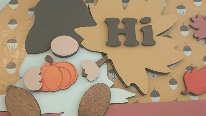 Fall Gnome Welcome Door Hanger – Indoor/Outdoor 12" Round Wooden Sign