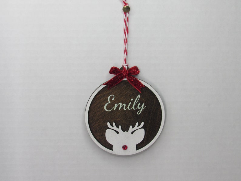 Personalized Christmas Ornament, Wreath Ornament, Stocking Ornament, Custom Christmas Ornament, Reindeer Ornament, Rudolph Reindeer, Deer - Lasernique