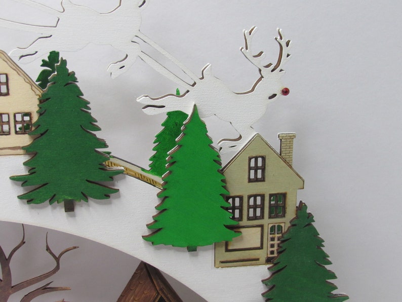 Christmas Village Shelf Sitter – Light-Up Wooden Holiday Town Scene | Schwibbogen-Inspired Decor | Unique Christmas Gift
