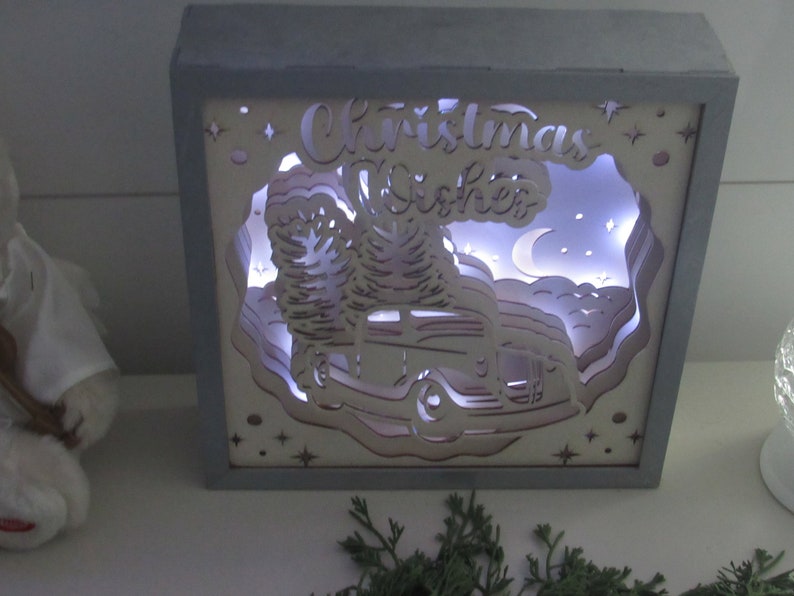 3D LED Christmas Shadow Box – Soft Light Holiday Decor for Table, Mantle, or Fireplace
