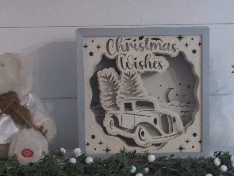 3D LED Christmas Shadow Box – Soft Light Holiday Decor for Table, Mantle, or Fireplace