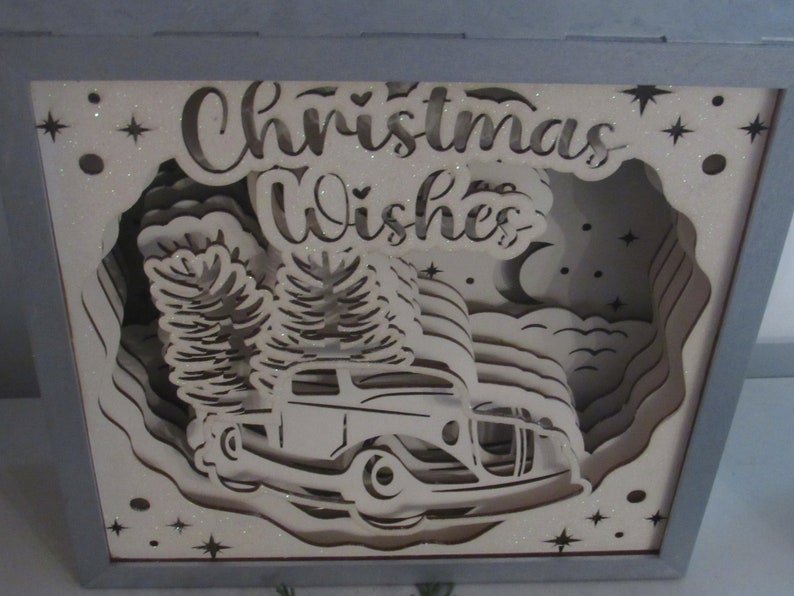 3D LED Christmas Shadow Box – Soft Light Holiday Decor for Table, Mantle, or Fireplace