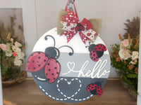Thumbnail for Outdoor ladybug door hanger, perfect for garden decor and welcoming guests.
