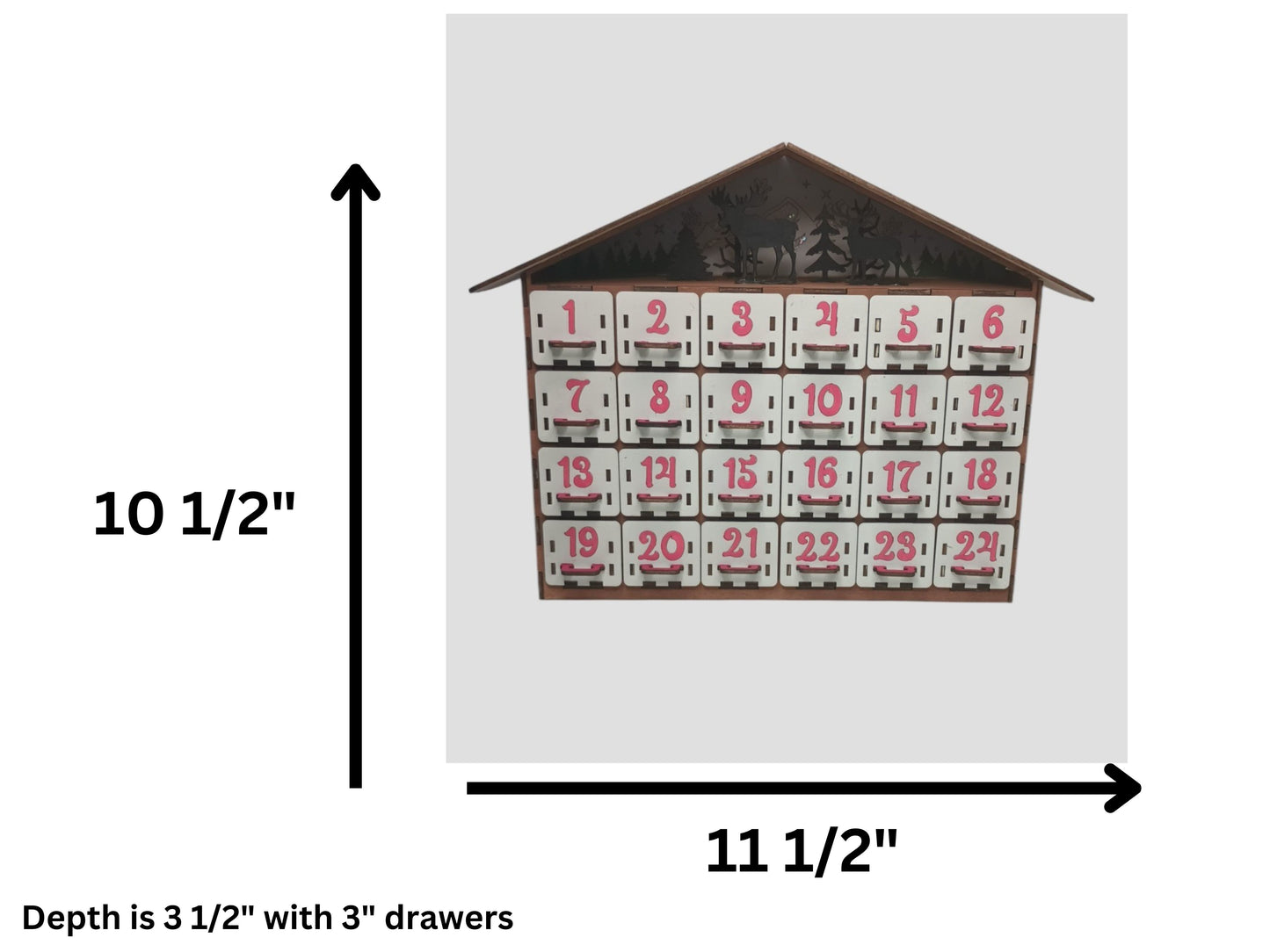Wooden Fillable Christmas Advent Calendar with Drawers | Handmade home décor - Lasernique