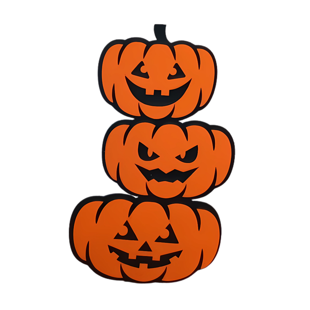 Hand painted wood pumpkin Halloween shelf sitter with spooky faces