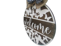 Thumbnail for Large round door sign with butterfly cutouts and layered ribbon bow