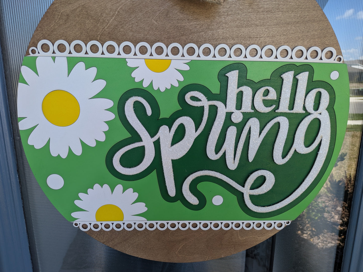 Hello Spring Door Hanger – Daisy Front Door Decor