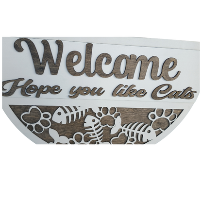 Cat Door Decor Sign -   Front Door Welcome