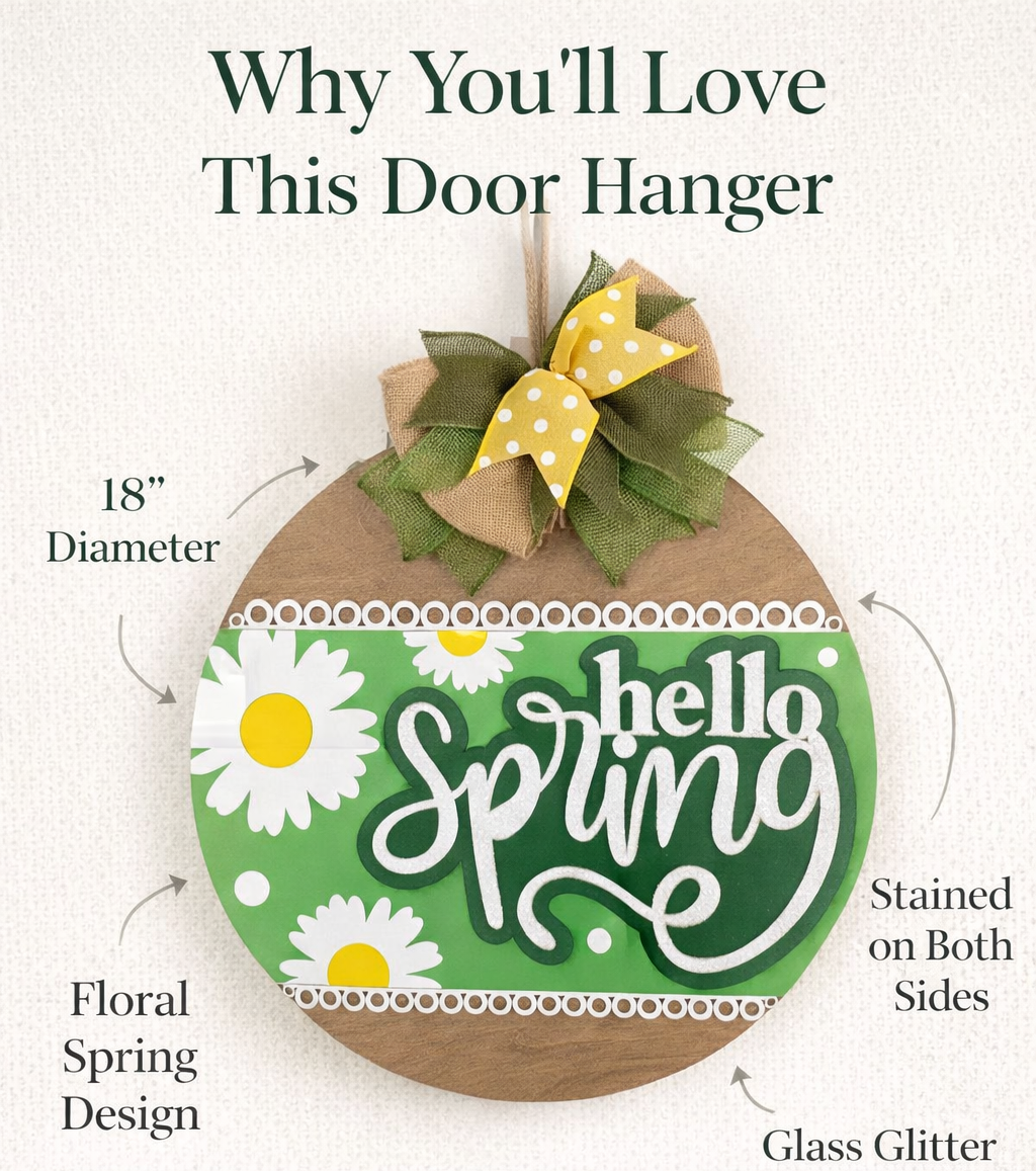 Hello Spring Door Hanger – Daisy Front Door Decor
