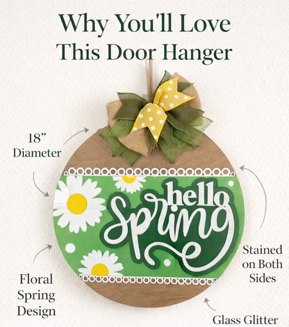Hello Spring Door Hanger – Daisy Front Door Decor