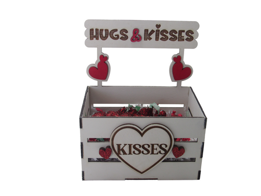 handmade chocolate gift box with hugs and kisses design