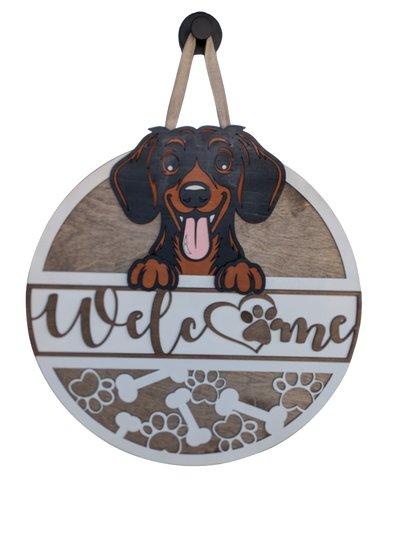 Dachshund Door Hanger – Handcrafted Wooden Welcome Sign for Dog Lovers