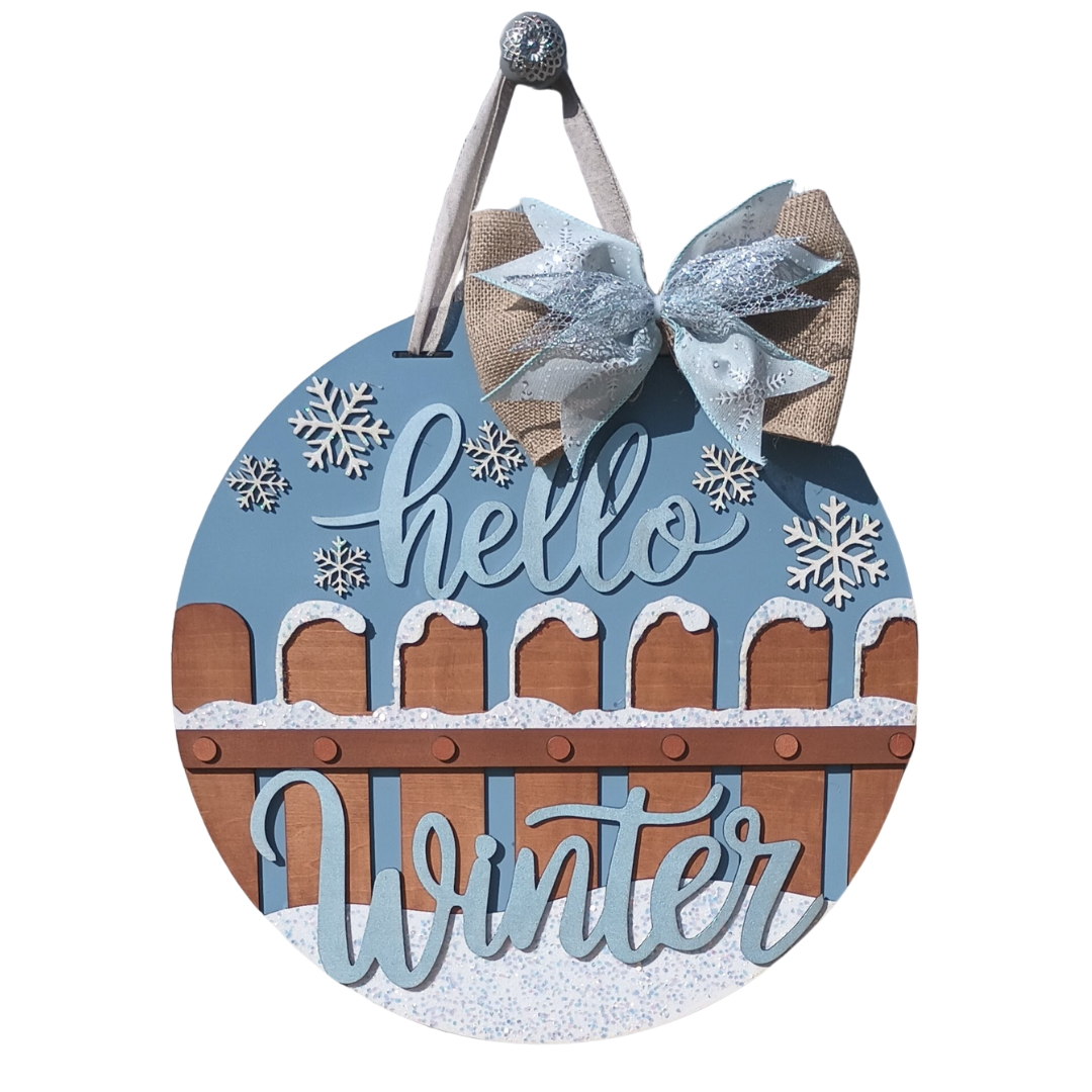 Hello Winter Door Hanger - 18" Round Welcome door hangers