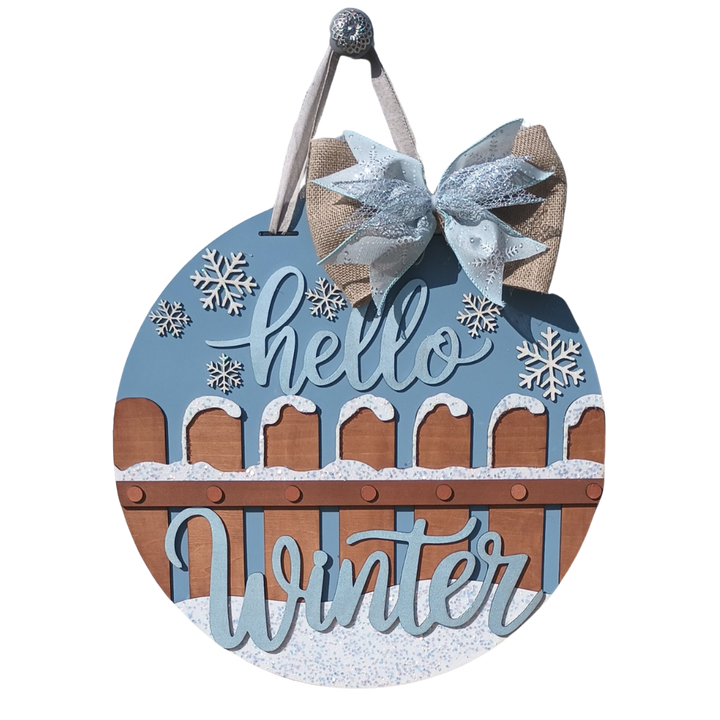 Hello Winter Door Hanger - 18" Round Welcome door hangers