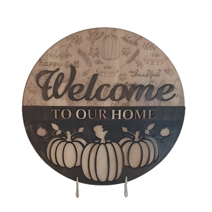 Welcome To Our Home -  11.75" Thanksgiving Fall Decor Wall Art