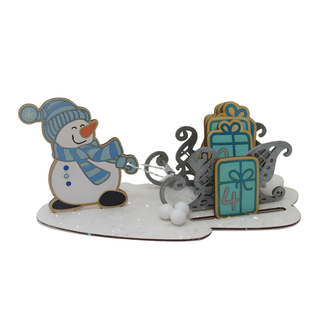 Snowman Christmas Advent Calendar – Festive Shelf Sitter & Advent Decoration for Mantle or Living Room