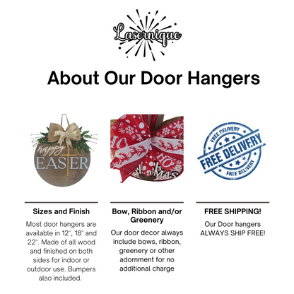 Infographic describing Lasernique door hanger features