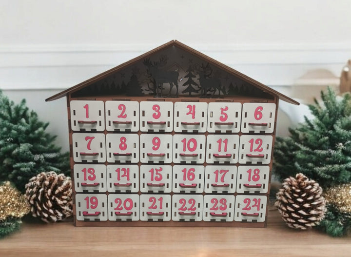 Wooden Fillable Christmas Advent Calendar with Drawers | Handmade home décor - Lasernique
