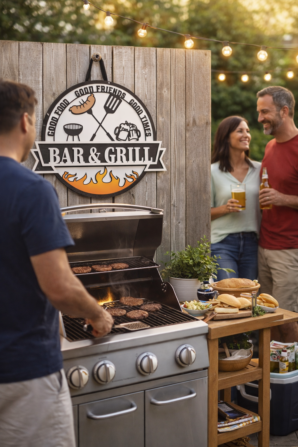 Bar & Grill Sign for Patio, Backyard & Outdoor Kitchen Decor