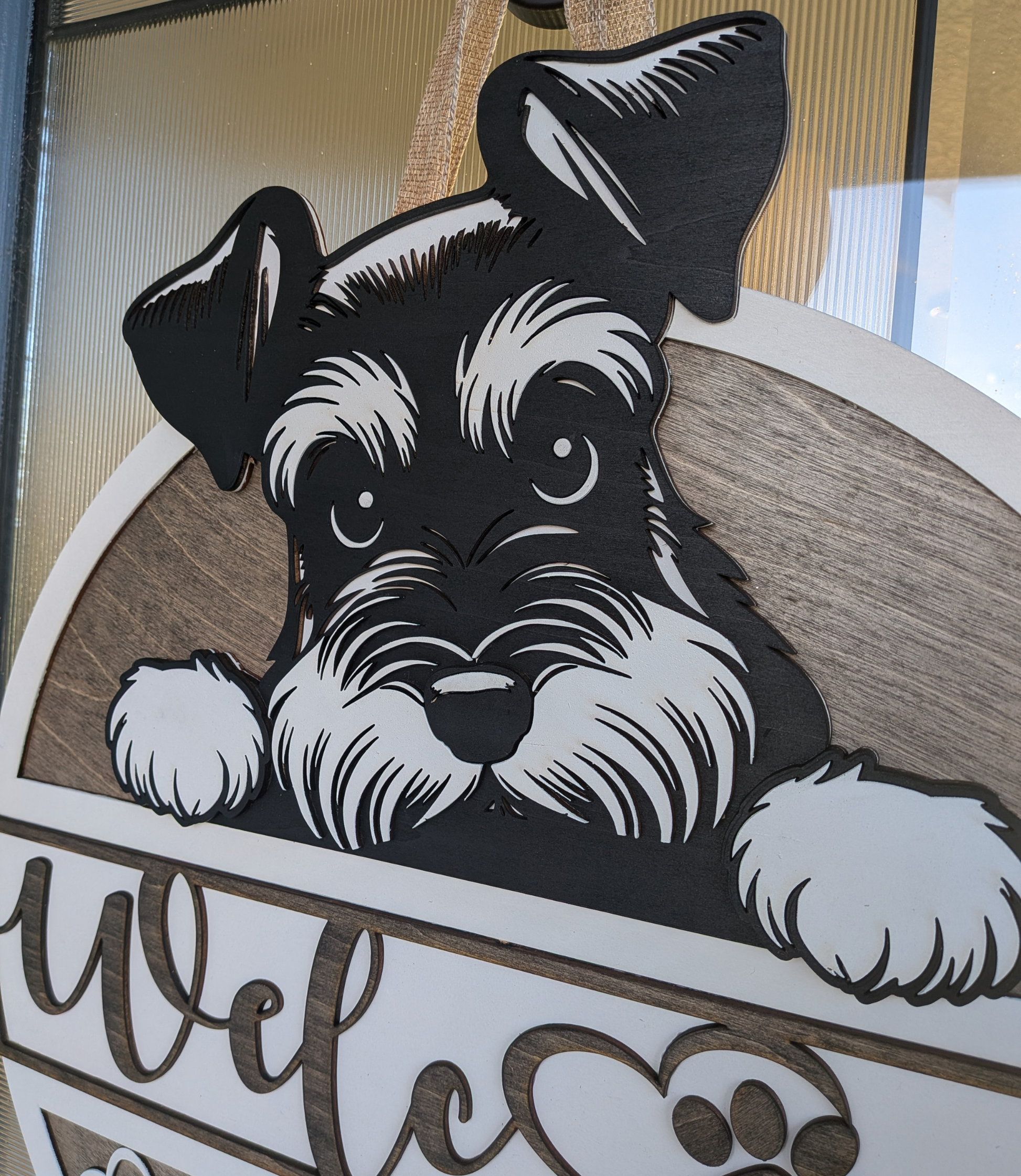dog door decor schnauzer breed welcome sign
