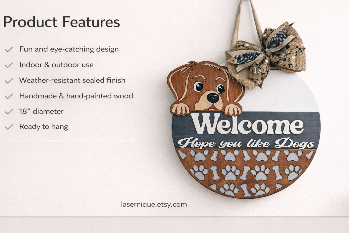Dog Welcome Door Hanger – Hope You Like Dogs