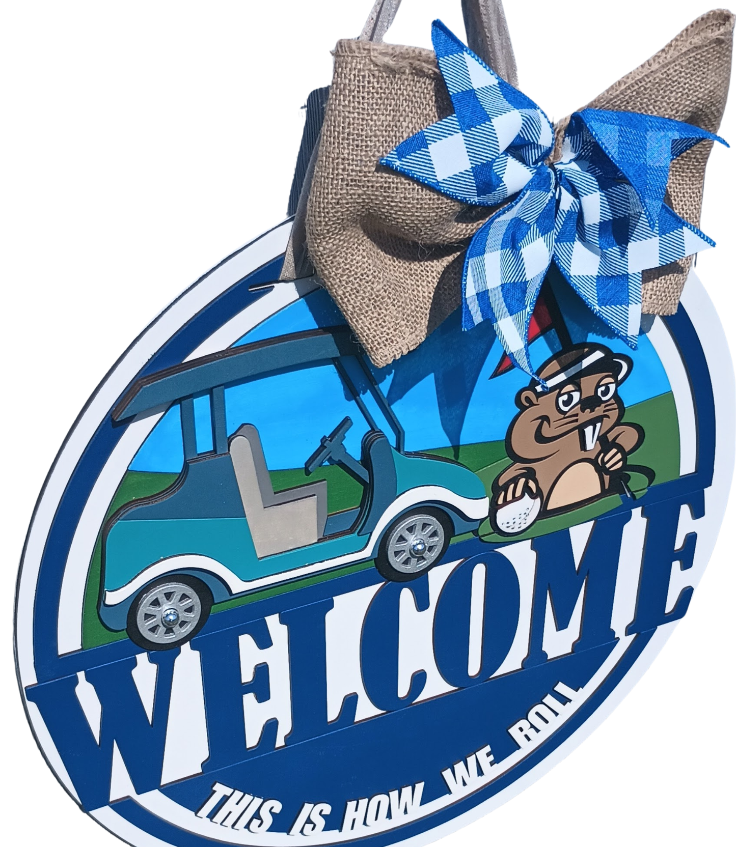 Front door golf cart decor sign funny golfer welcome sign

