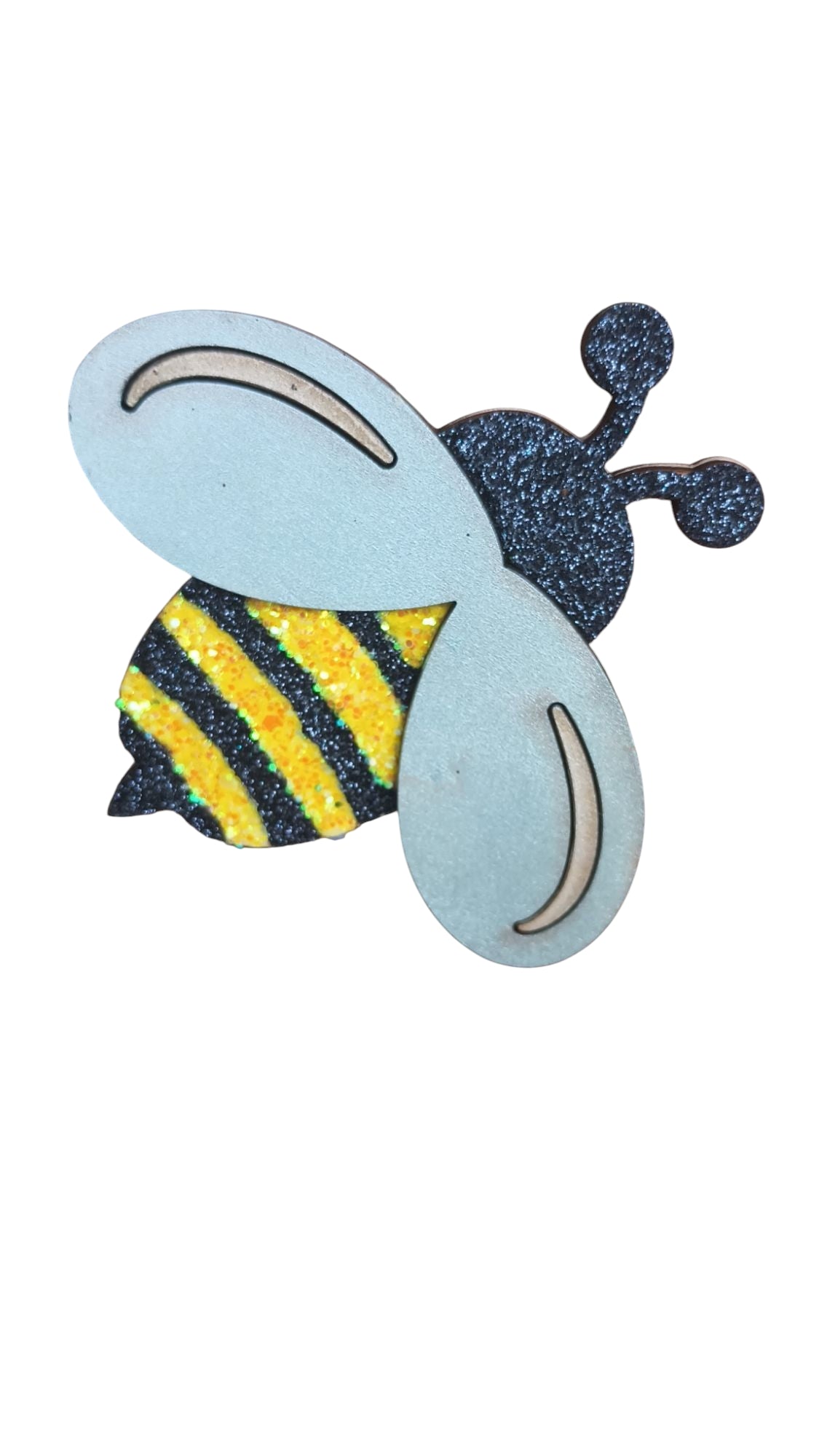 Handmade bee door hanger with layered wood design