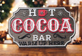 Handcrafted wooden hot cocoa bar sign with 3D design and snowflake accents.
