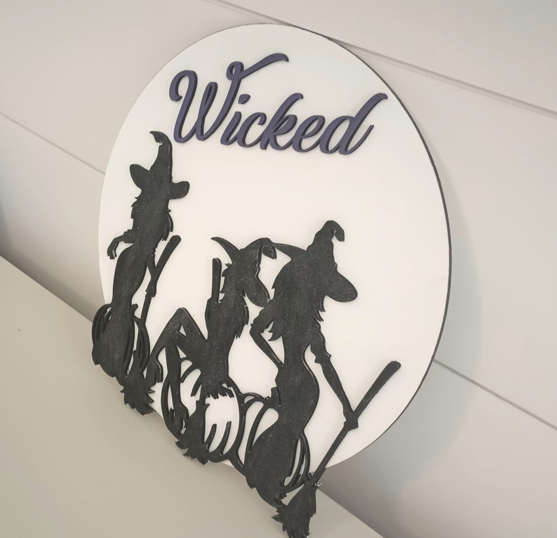 Gothic Fun Indoor Decor, 3D Wicked Witch Sign, Wicked Door Round, Halloween Hanger Decor, Halloween Sign, Sign for Porch, Wicked Witch Sign