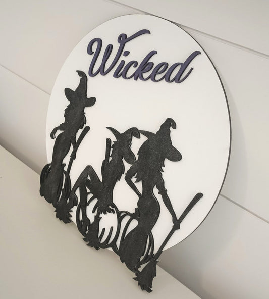 Gothic Fun Indoor Decor, 3D Wicked Witch Sign, Wicked Door Round, Halloween Hanger Decor, Halloween Sign, Sign for Porch, Wicked Witch Sign