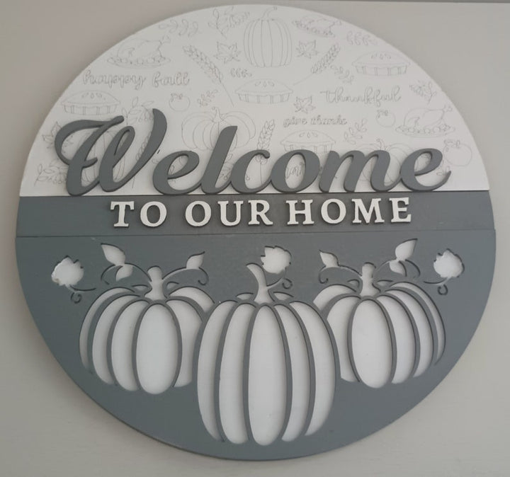 Handmade Fall Welcome Door Hanger – 18" Rustic Thanksgiving Pumpkin Decor for Front Porch or Entryway