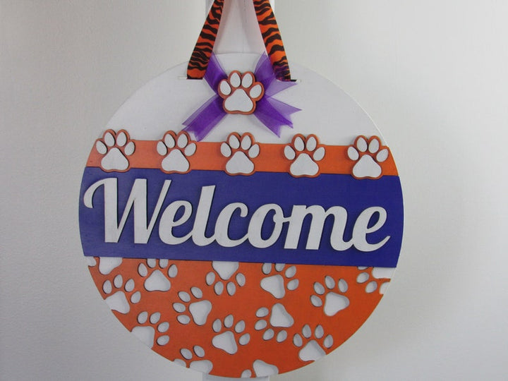Clemson Door Hanger Sign, Clemson Tigers Door Hanger, Welcome Sign, Welcome Front Door Sign, Door Hanger, Door Wreath South Carolina Welcome