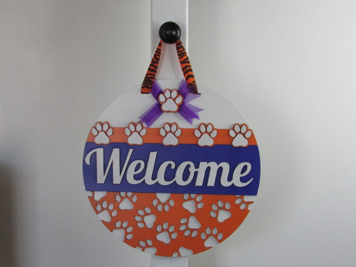 Clemson Door Hanger Sign, Clemson Tigers Door Hanger, Welcome Sign, Welcome Front Door Sign, Door Hanger, Door Wreath South Carolina Welcome