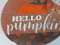 Thumbnail for Hello Pumpkin Door Hanger | Fall Door Wreath | Thanksgiving Decoration | Fall Door Hanger | Gift | Fall Sign | Fall Wreath | Fall Decor|