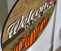 Thumbnail for Front Door Decor, Round Fall Door Sign, Fall Door Hanger, Thanksgiving Door Hanger, Welcome Porch Sign, Fall Patio Sign, Front Door Sign