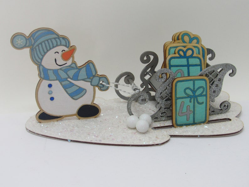 Snowman Christmas Advent Calendar – Festive Shelf Sitter & Advent Decoration for Mantle or Living Room