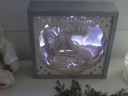 3D LED Christmas Shadow Box – Soft Light Holiday Decor for Table, Mantle, or Fireplace