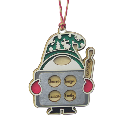 personalized family christmas ornament gnome design
