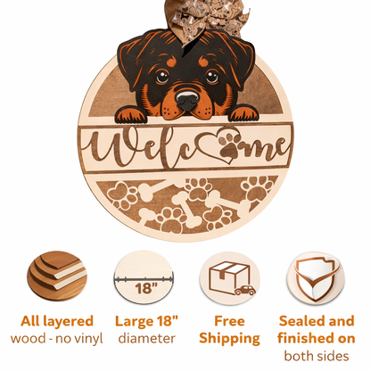 Rottweiler door sign product features and materials detail
