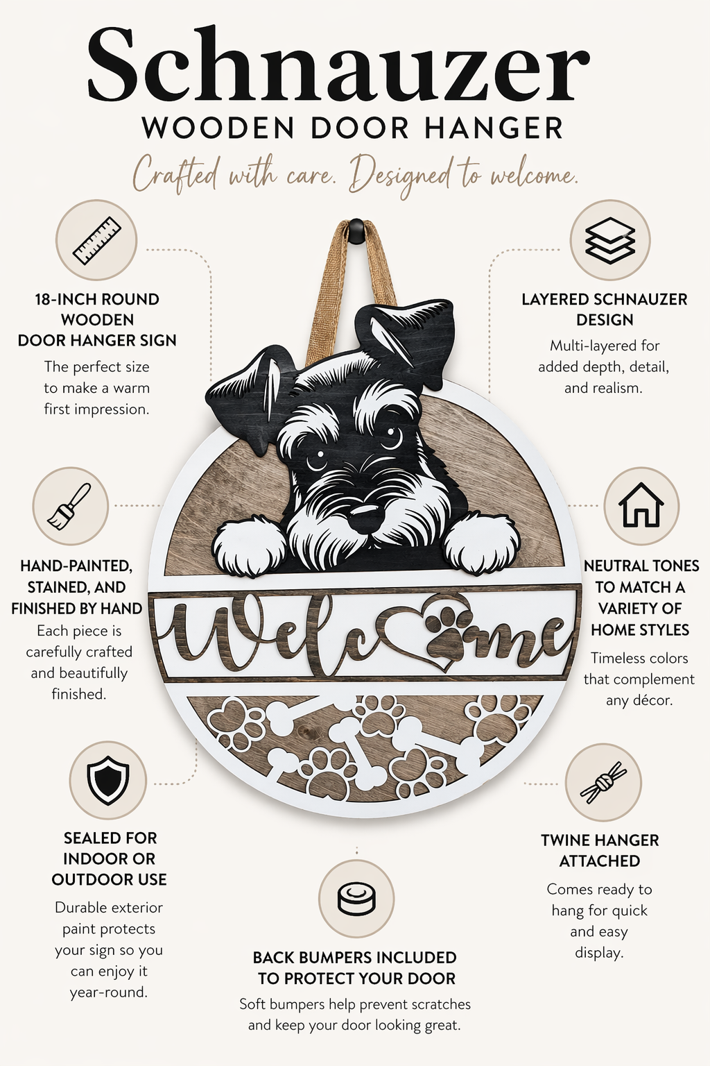 schnauzer door hanger infographic front door decor sign features 3d layered wood hand painted indoor outdoor use