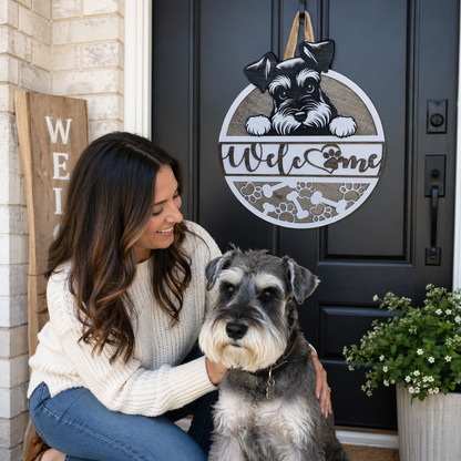 schnauzer welcome sign layered wood 3d design
 