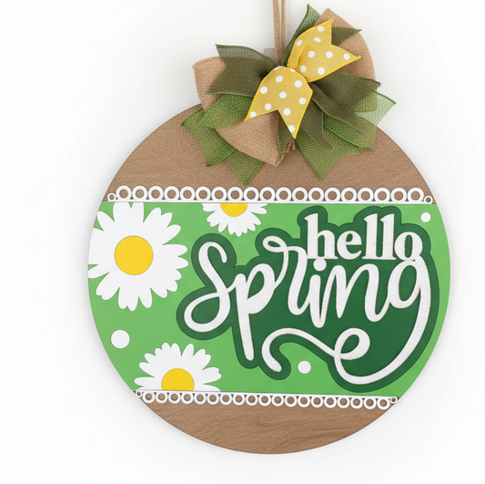 Hello Spring Door Hanger - Daisy Front Door Decor